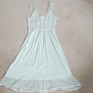 Lady Edso Negligee Women's Size 6 Vintage Lingerie Repurpose Green White Lace